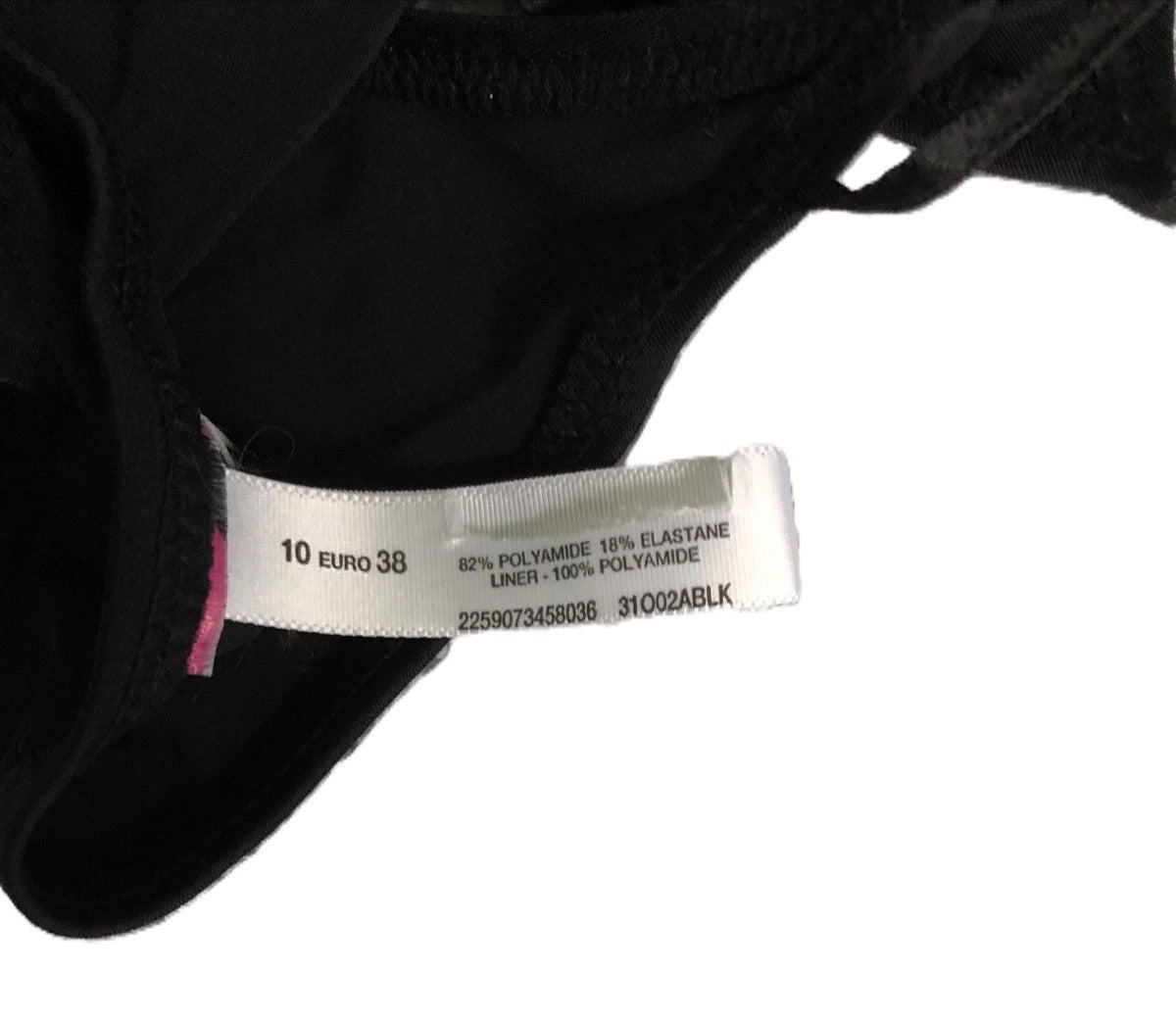 Ex High Street Black Swimwear One Piece Size 10 (No Tags)