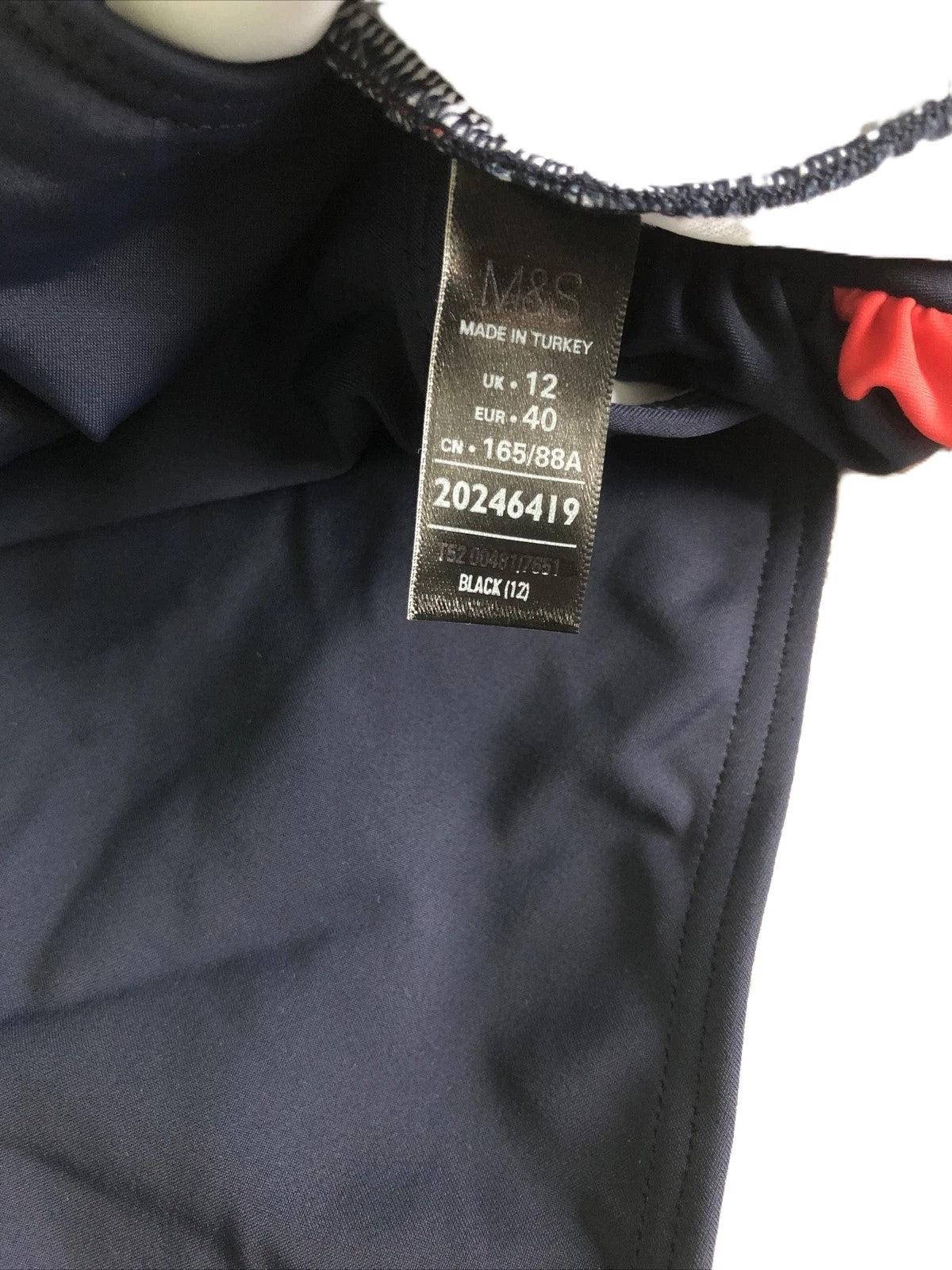 Ex High Street Navy Red Swimwear One Piece Size 12 (No Tags)