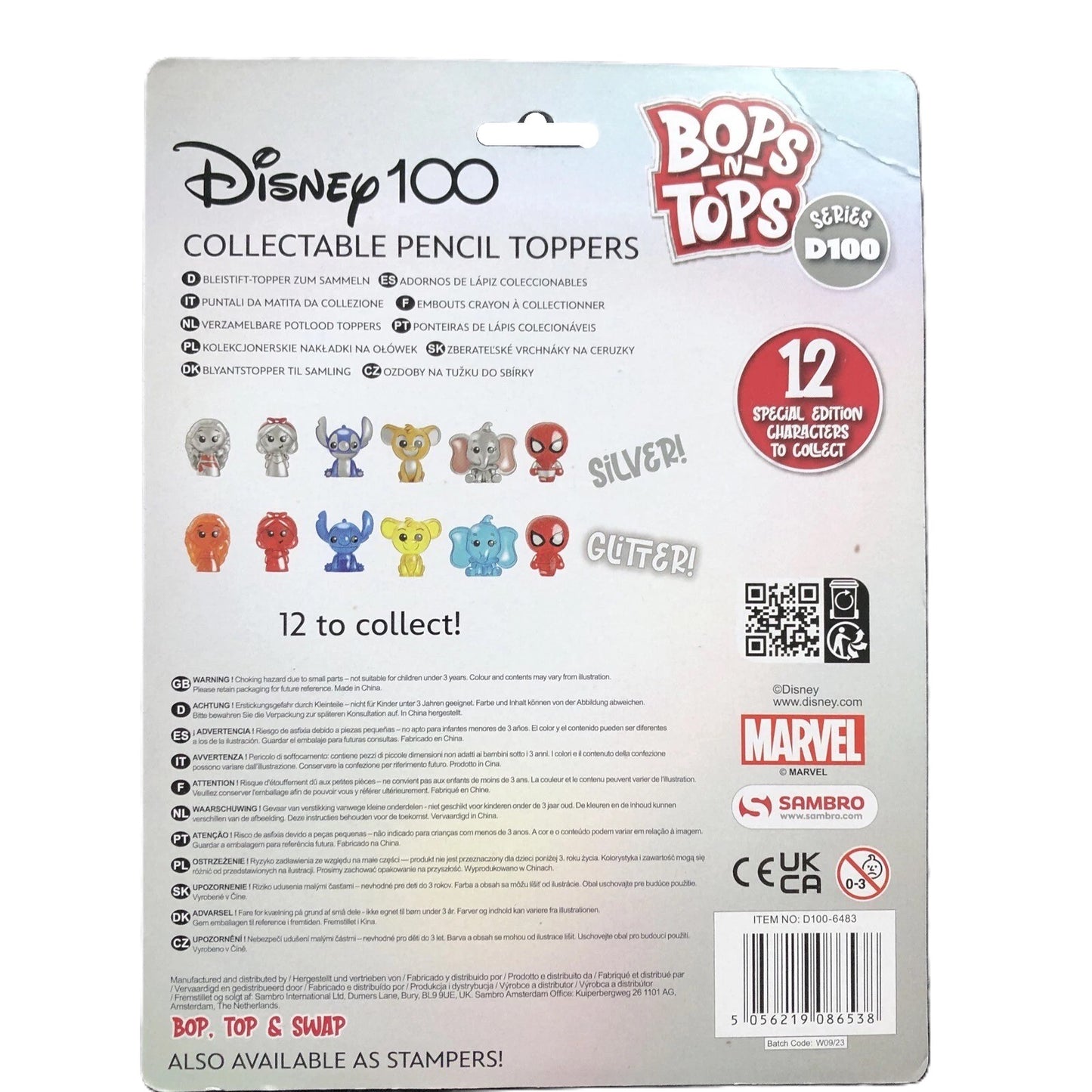 Disney 100 Bop N Tops Collectible Pencil Toppers