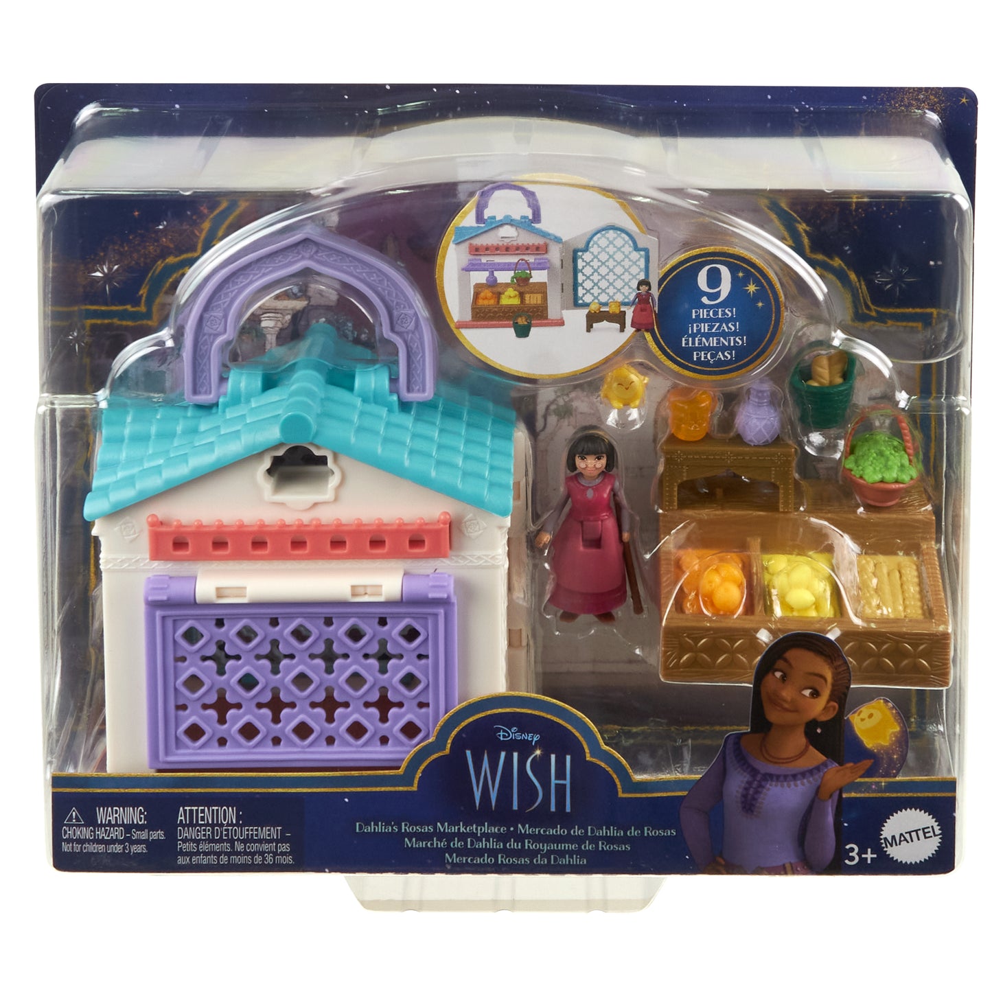 Disney's Wish Dahlia’s Rosas Market Small Doll Playset HRH74 Portable Set