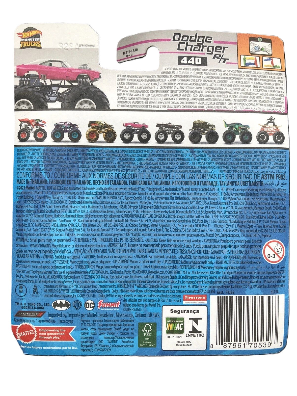 Hot Wheels Monster Trucks Pink Dodge Charger R/T 440 Freestyle Wreckers FYJ44
