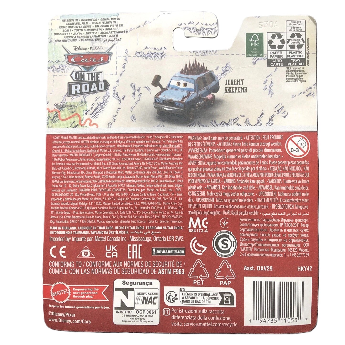 Disney Pixar Cars On The Road Jeremy DXV29