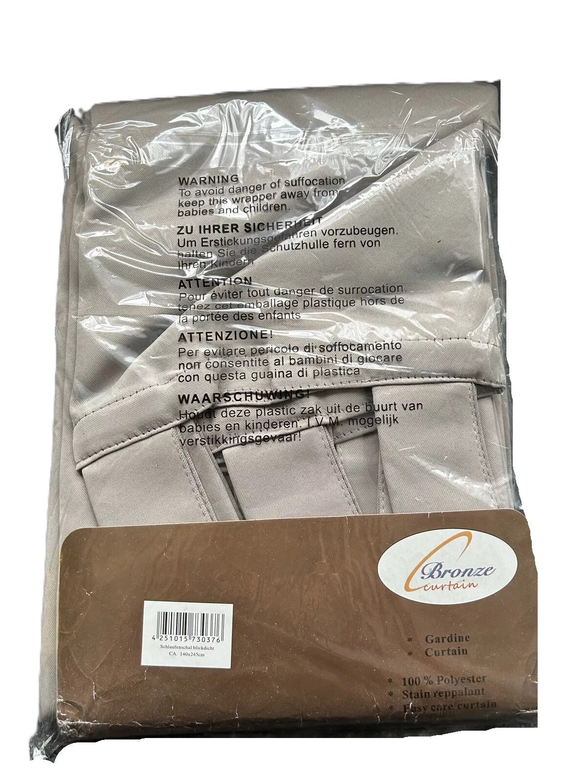 Bronze Curtain Blackout Eyelet Opaque Curtain One Panel 140 X 245 CM