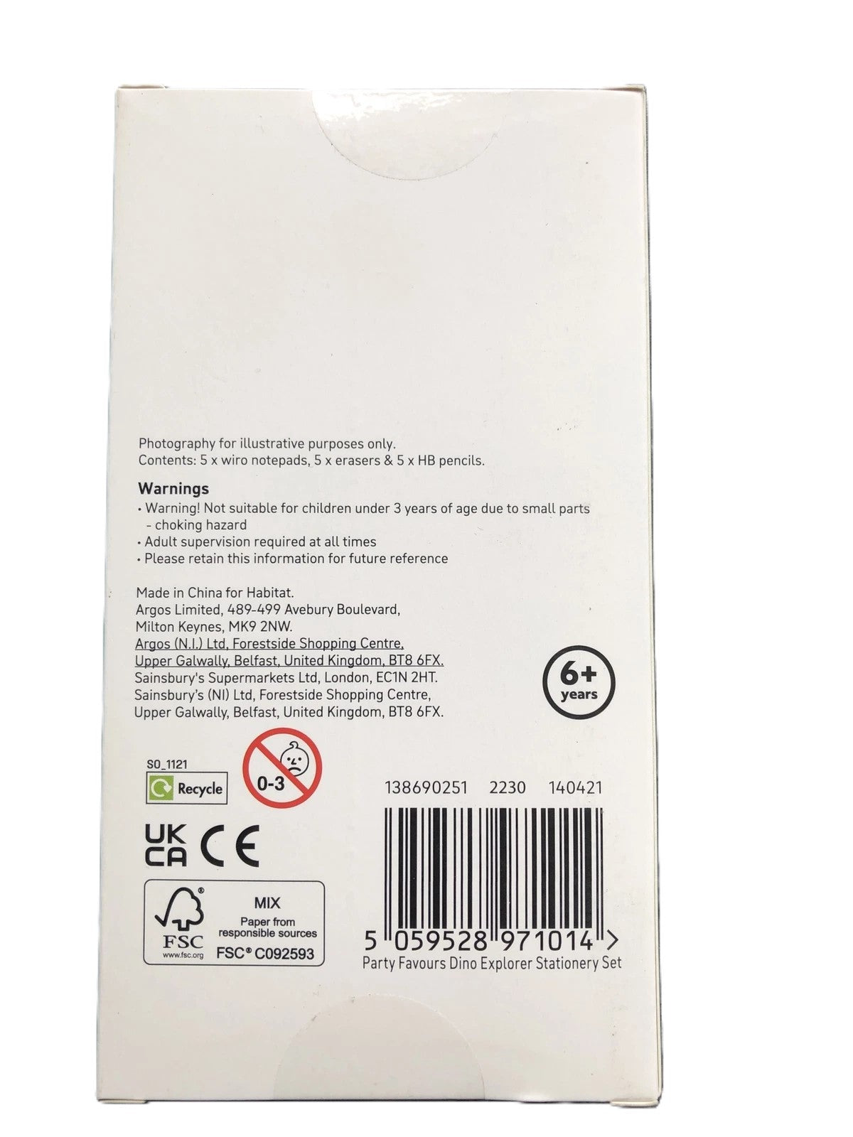 Habitat Party Favours Stationery Set Birthday Bag Fillers