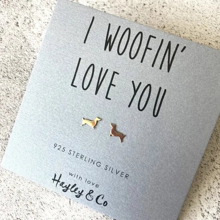 Sausage Dog Rose Gold Plated Sterling Silver Earrings