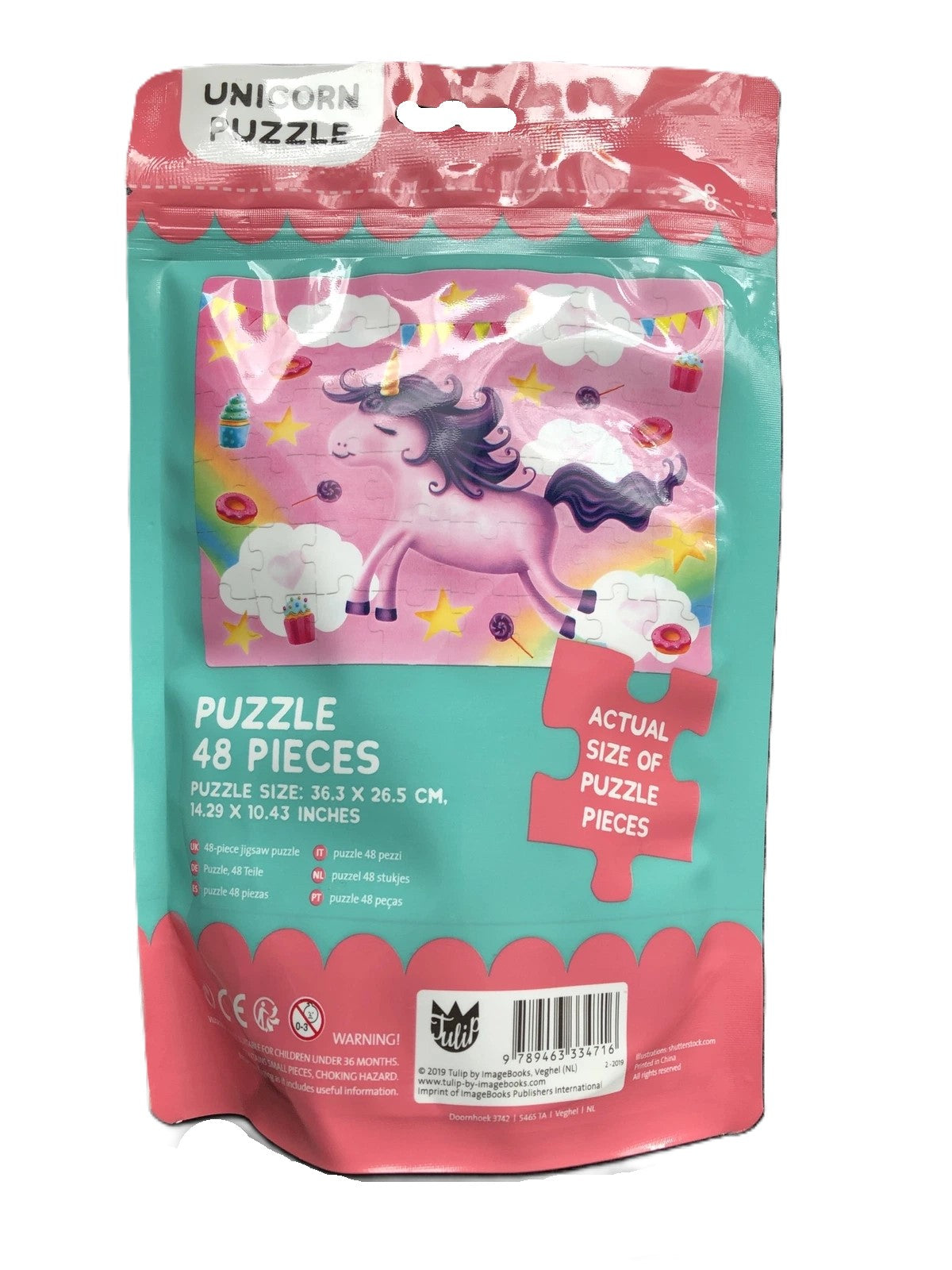 Unicorn Puzzle 48 Pieces in Resealable Bag