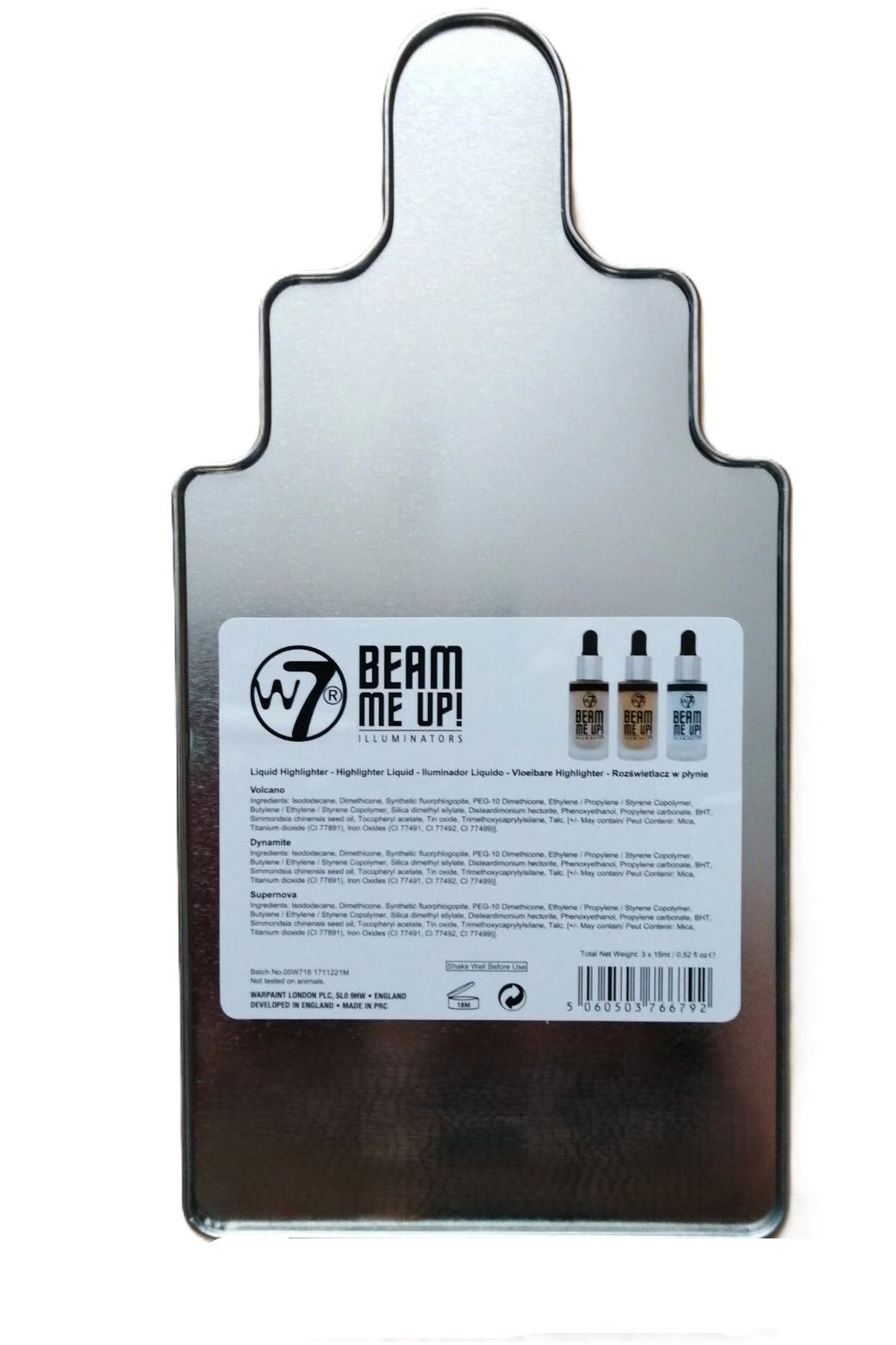 W7 BEAM ME UP ILLUMINATORS Set of 3 Bottles GIFT TIN Skin Highlighter Liquid