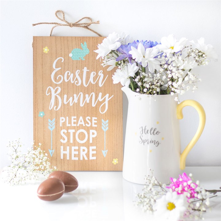 EASTER BUNNY STOP HERE HANGING SIGN