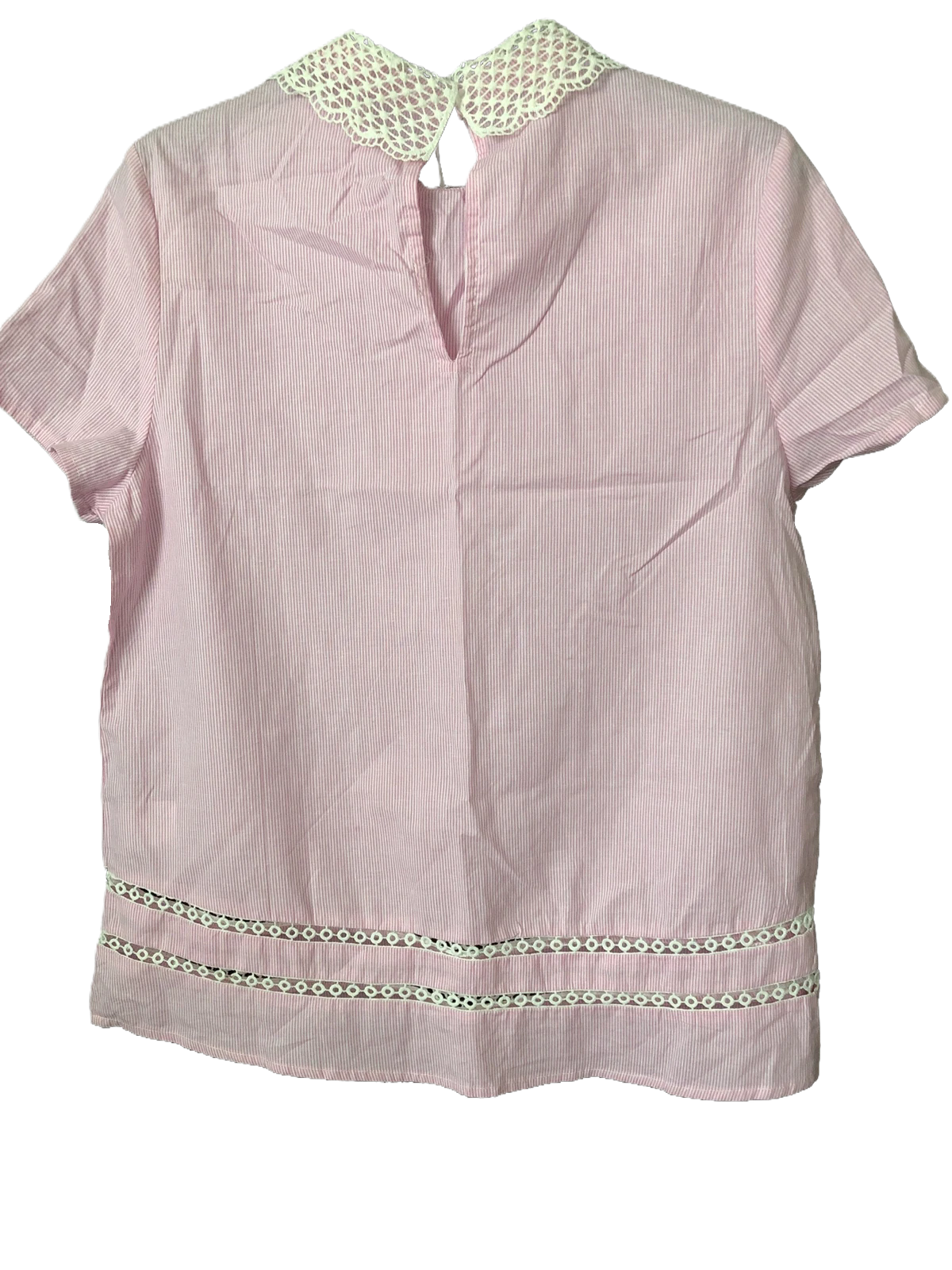 Sweewe Paris Women's Short Sleeve Laced Collar Blouse Size M