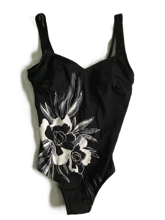 Ex High Street Swimwear One Piece Black with Flower Print Size 12