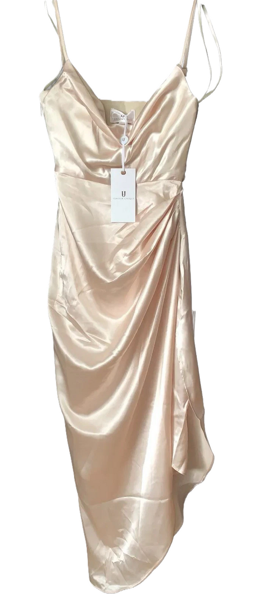 Forever Unique Draped Midi Dress With Corset Bodice Size 6
