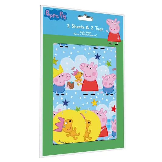 Peppa Pig Birthday Wrapping paper Pack of 2 Sheets and 2 Gift Tags