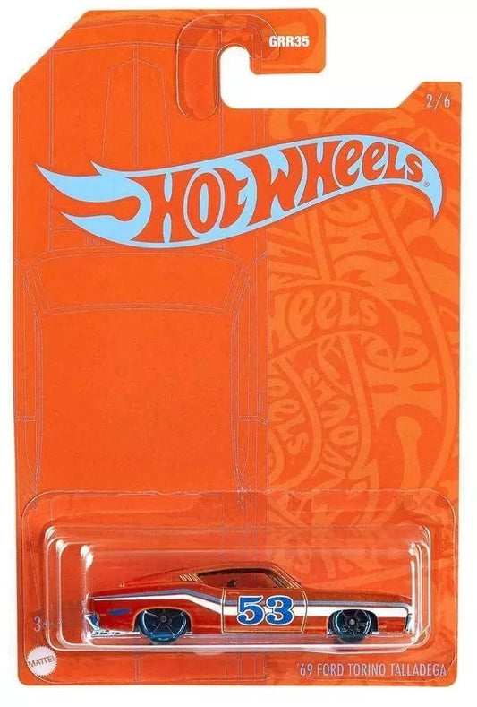 HOT WHEELS ORANGE AND BLUE '69 FORD TORINO TALLADEGA GRR09 (2/6)