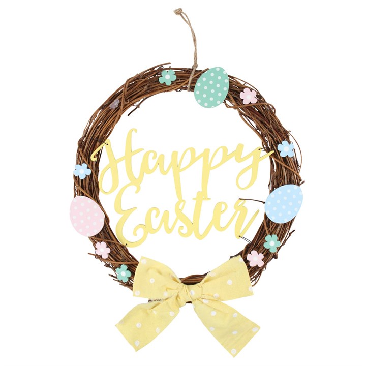 Happy Easter Willow Wreath 30cm Easter Home Decor