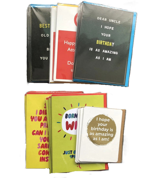 Happy Birthday Cards Funny Cheeky Bundle Lot Of 33 Cards (6 Different Designs)