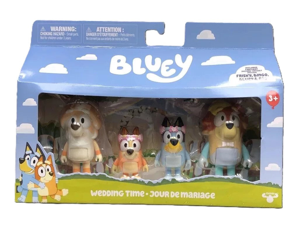 Bluey Wedding Time 4 Figure Pack Sealed Frisky Bingo Bluey & Rad
