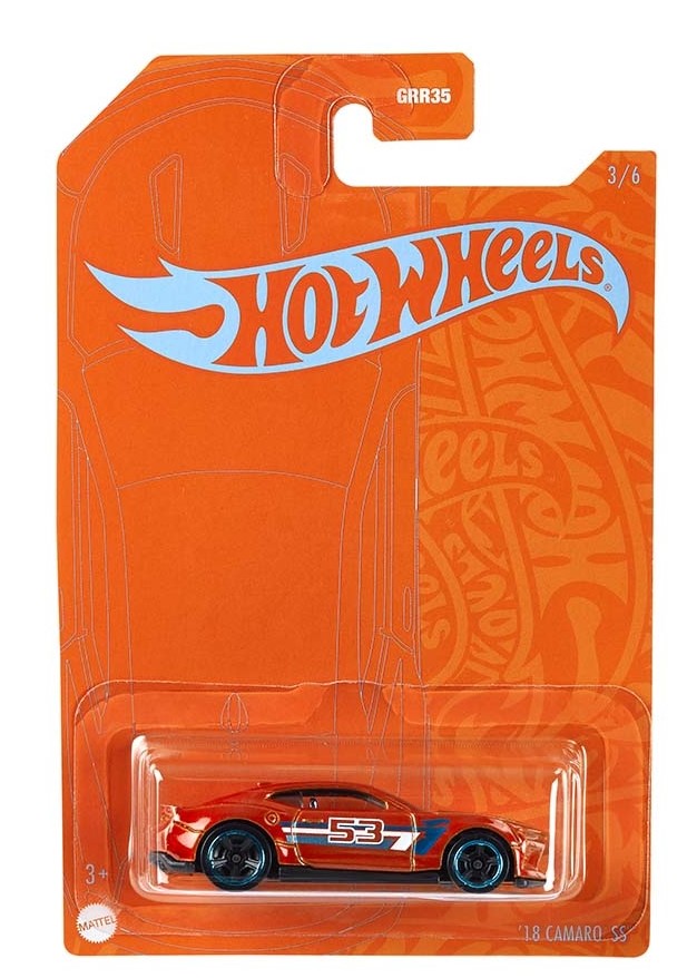 HOT WHEELS ORANGE AND BLUE '18 CAMARO SS GRR18 (3/6)
