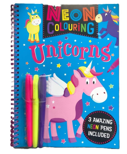Neon Colouring Unicorns Paperback Children Colouring Books with 3 Neon Pens