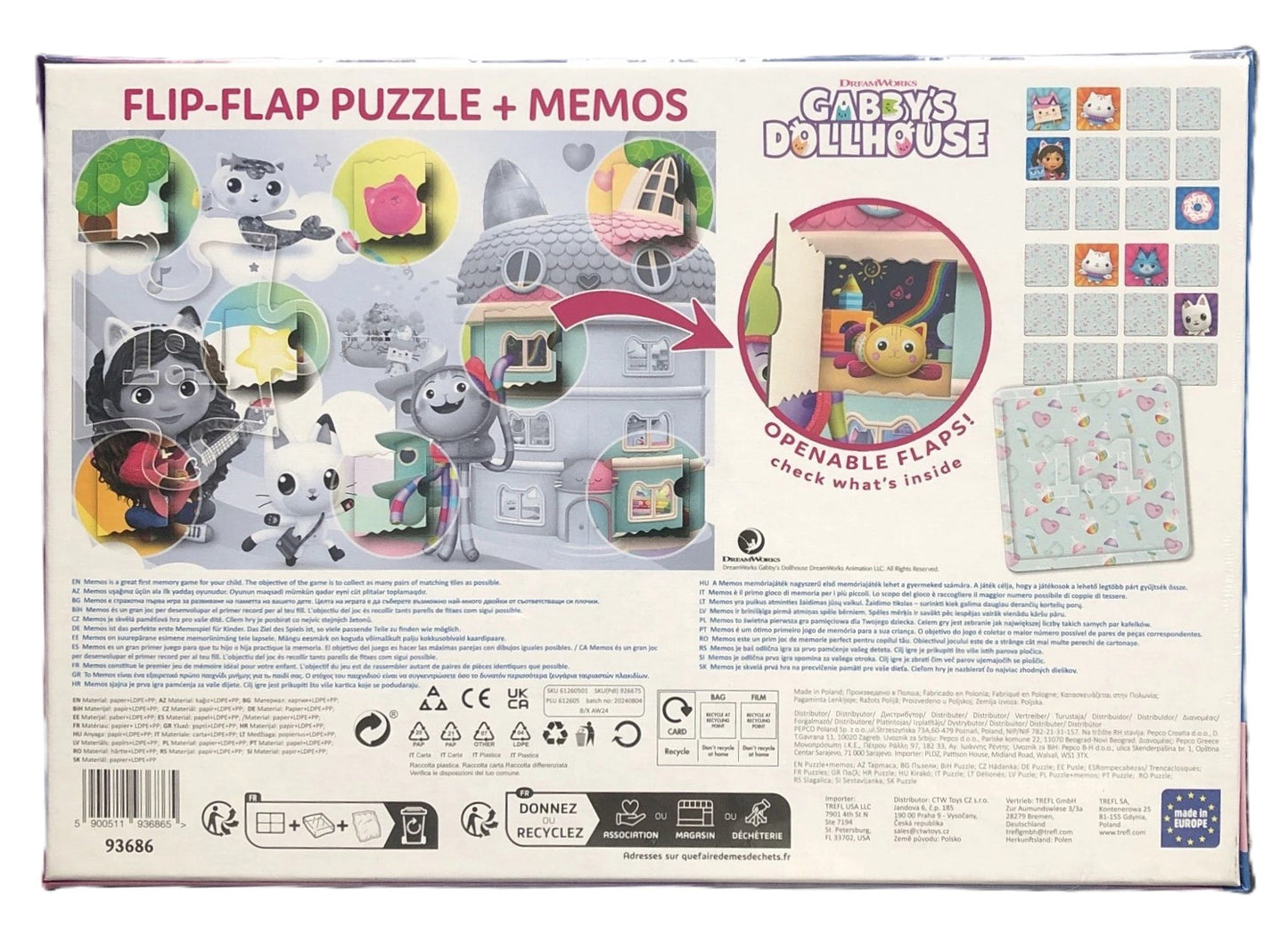 Trefl Gabby’s Dollhouse Flip-Flap Puzzle + Memo