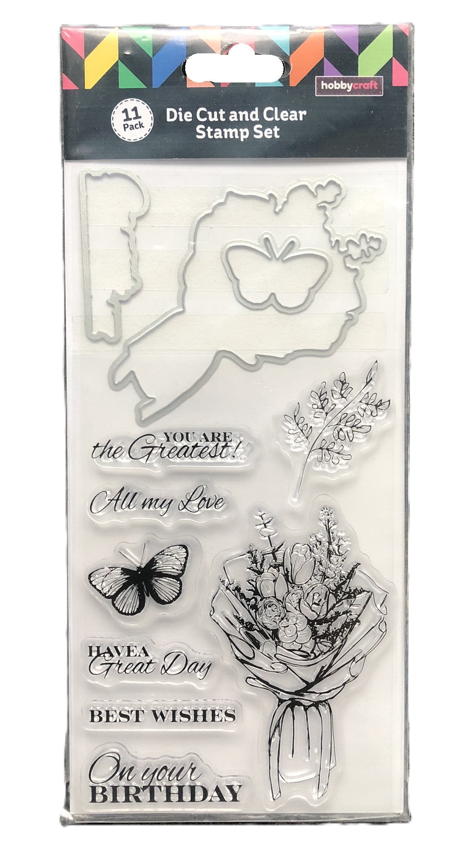 Hobbycraft Die Cut and Clear Stamp Set (Pack of 11)