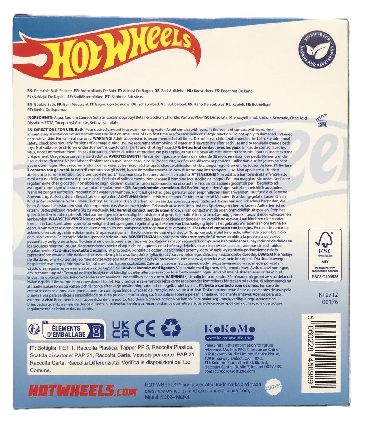 Hot Wheels Reusable Bath Stickers & Bubble Bath