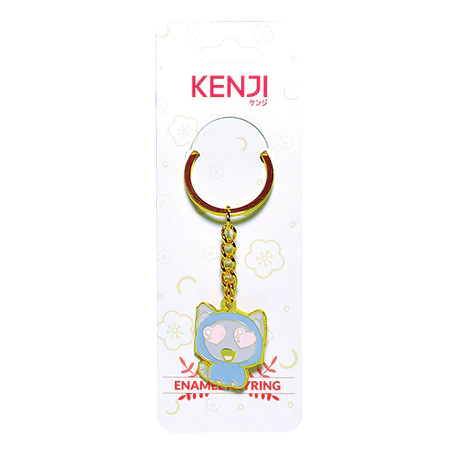 Kenji Cat Queue Metal Enamel Keyring
