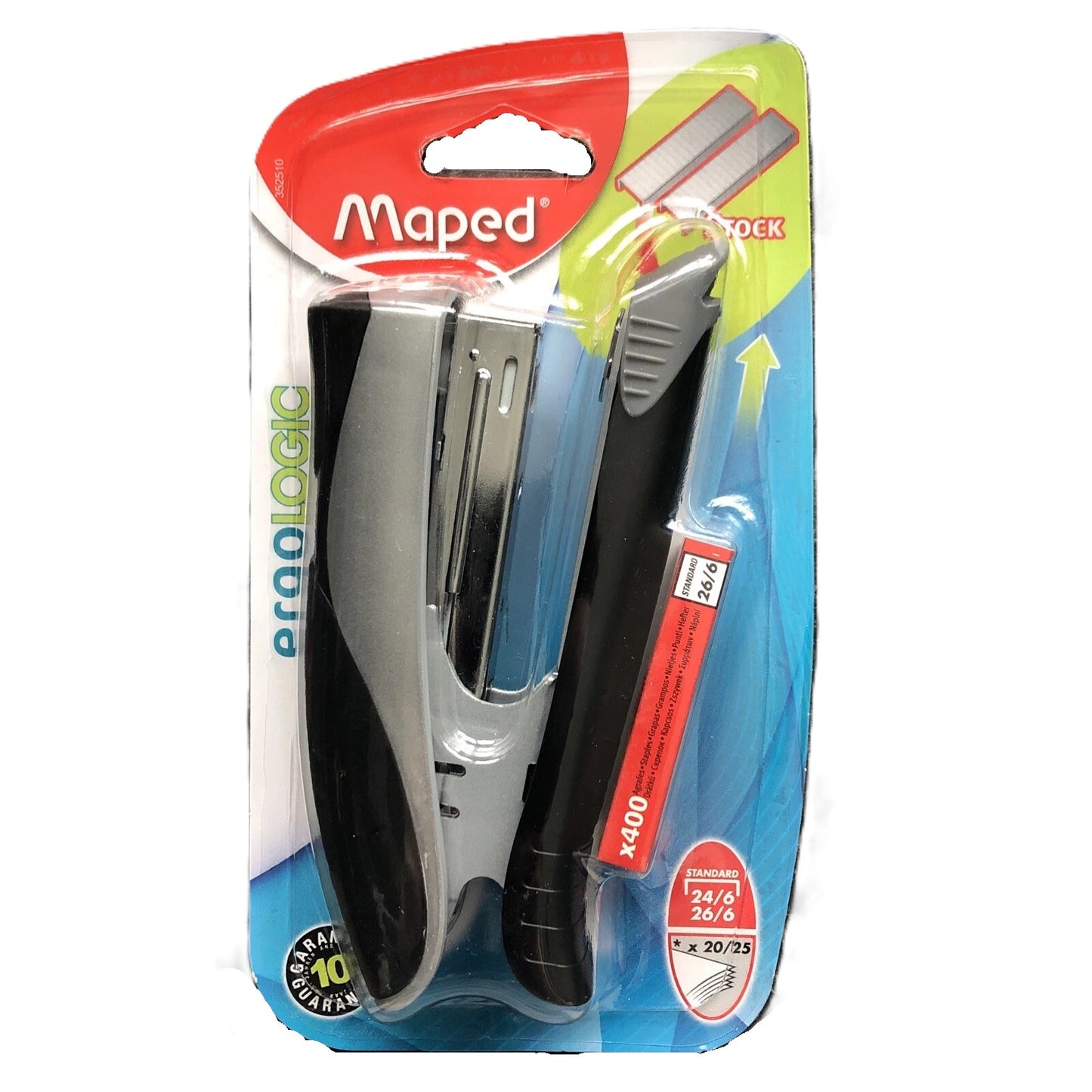 Maped Large Stapler Ergologic 26/6 With Spare Staples Black/Grey