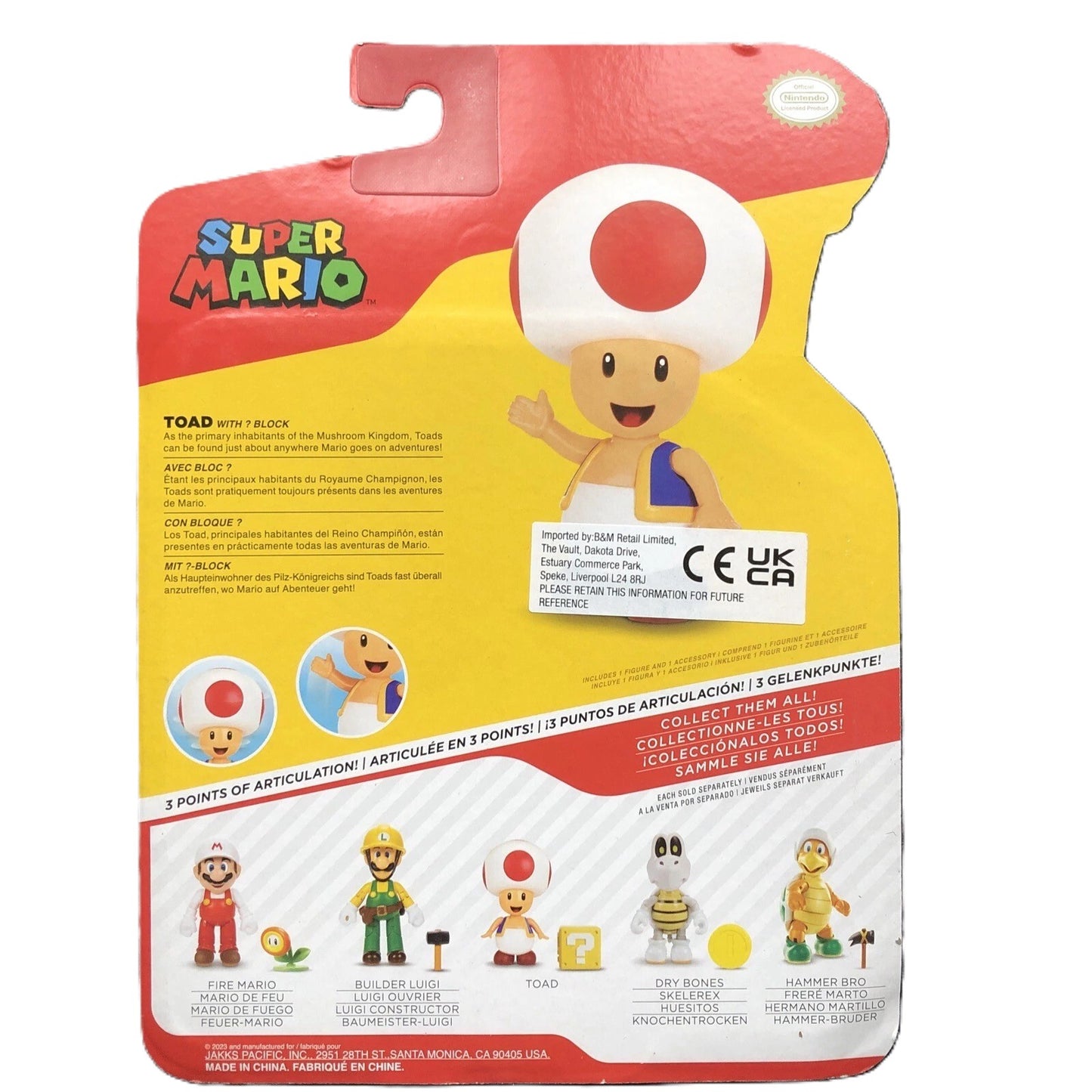 Nintendo Super Mario 4'' Toad With ? Block