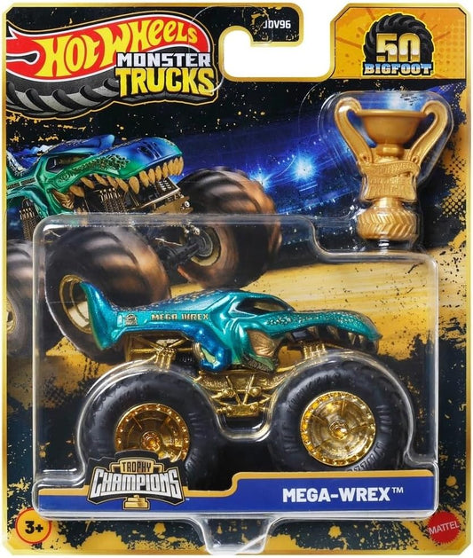 Hot Wheels Monster Trucks Mega Wrex Trophy Champions Gold Bigfoot 50 JDV96