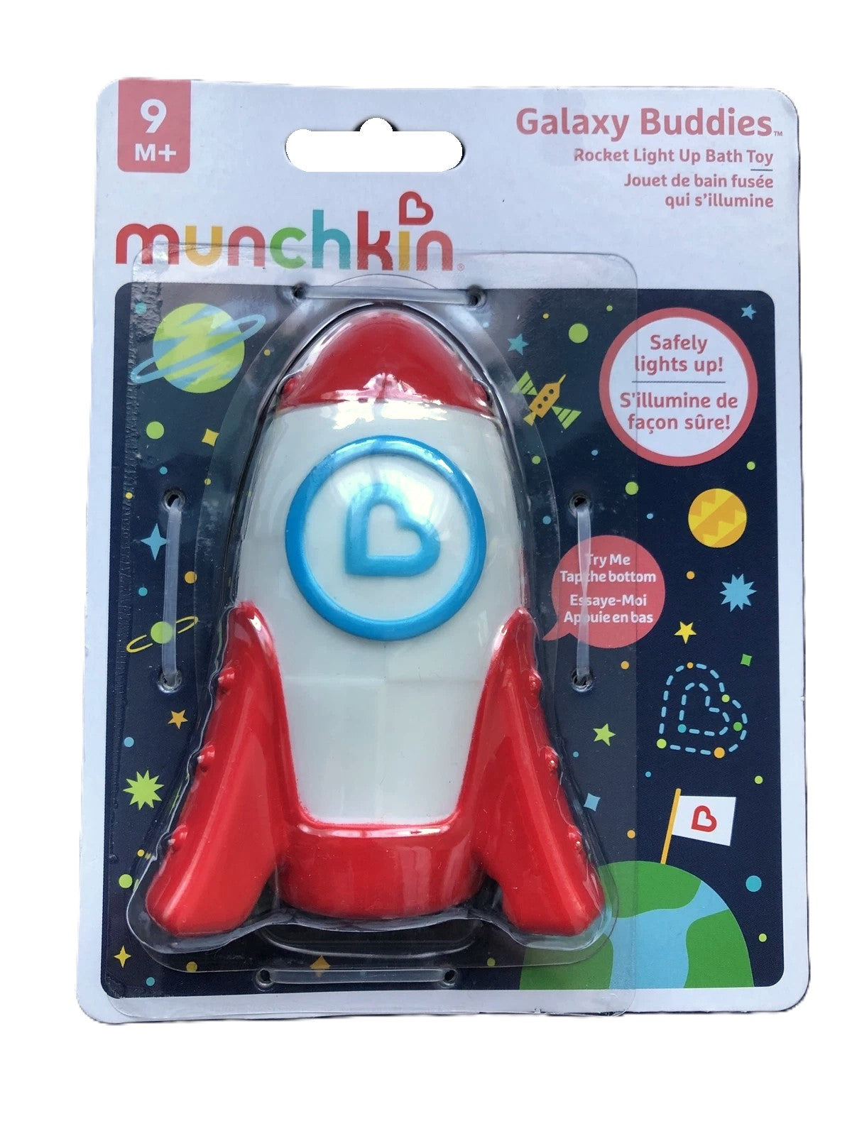 Munchkin Galaxy Buddies Water Safe Light Up Bath Toy Set Astronaut & Rocket