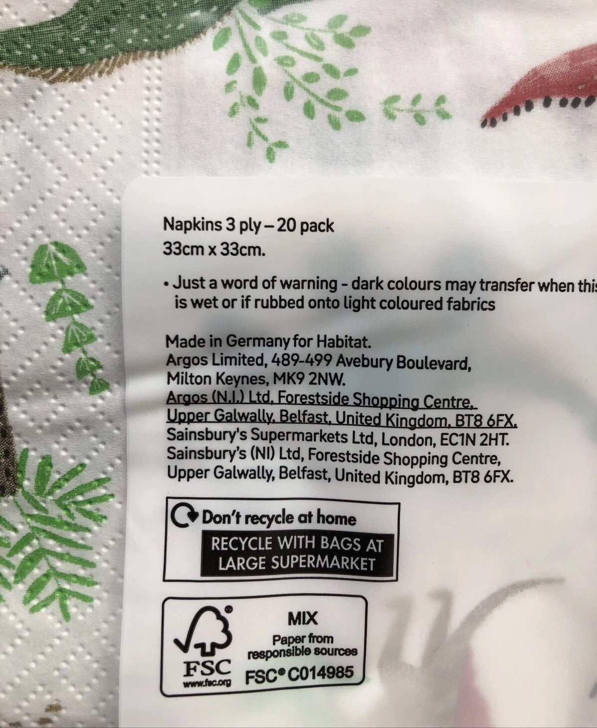 HOME Party Napkins Lot Of 11 Packs (20 Napkins Each)