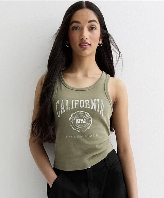 New Look 915 California Girls Olive Rib Vest