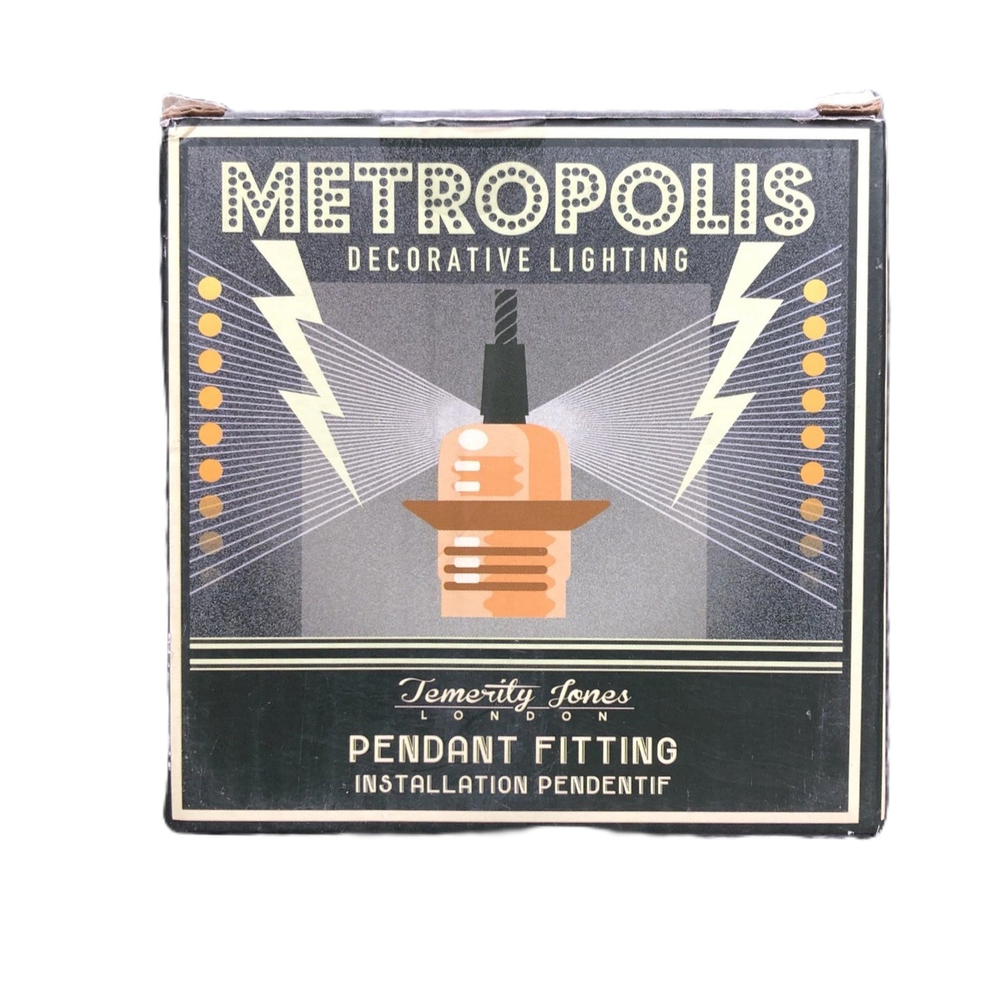 Metropolis Industrial Style Pendant Light Fitting Decorative Brass & Chrome