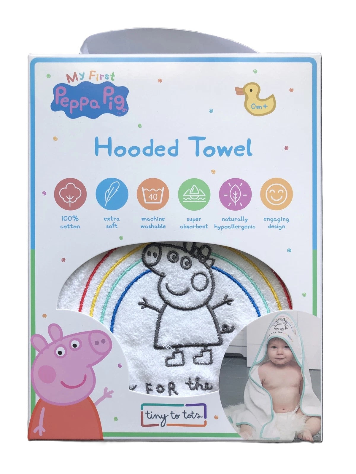 Baby Hooded Towel Peppa Pig Toddler Bath Towel 100% Cotton Machine Washable