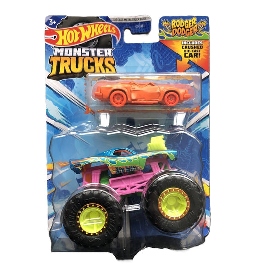 Hot Wheels Monster Trucks Rodger Dodger With Crushed Die-Cast Car GRH81
