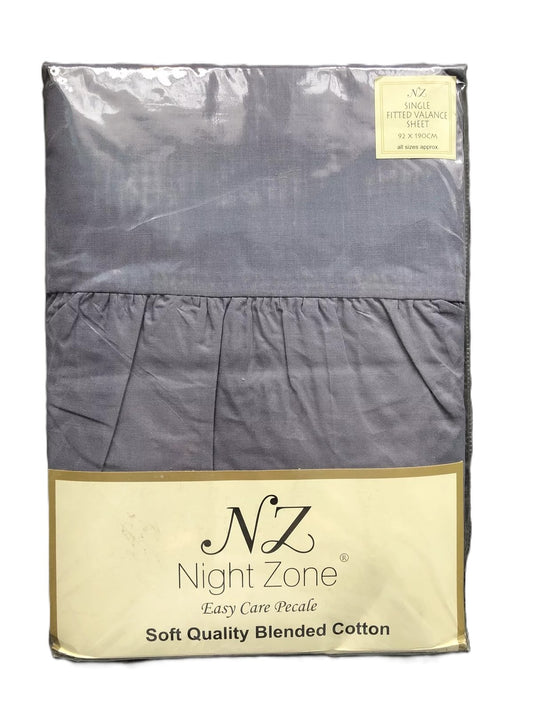 Night Zone Fitted Valance Sheet Single Grey