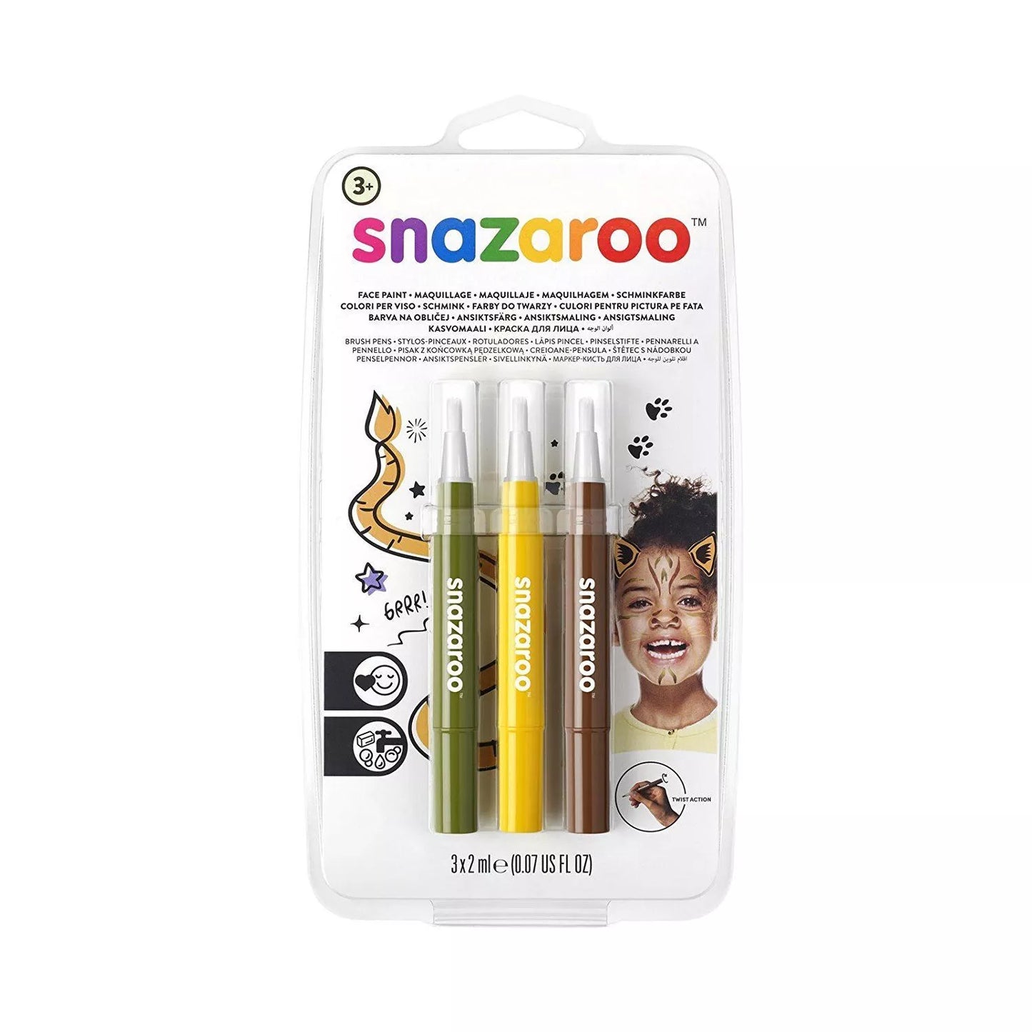 Snazaroo Jungle Brush Pen Face Paint 3 Pack