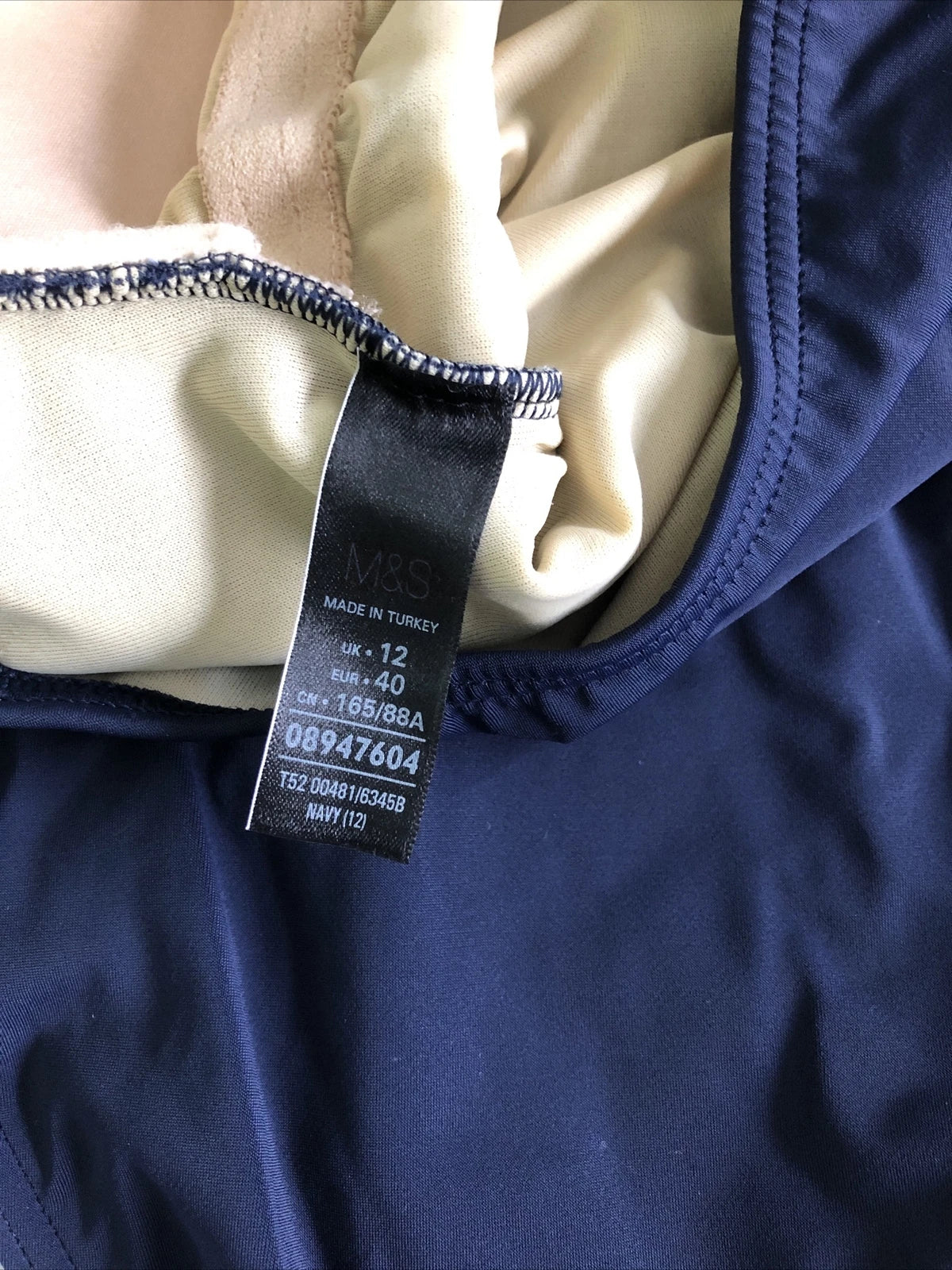 Ex High Street Swimwear One Piece Navy Size 12