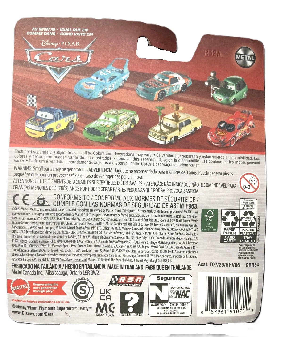 Disney Pixar Cars 1:55 Derek Wheeliams Diecast DXV29/HHV86, 2021